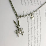 Punk 925 Silver Rabbit Charm Bracelet For Women Wedding Jewelry Gift