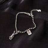 Punk 925 Silver Rabbit Charm Bracelet For Women Wedding Jewelry Gift