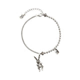 Punk 925 Silver Rabbit Charm Bracelet For Women Wedding Jewelry Gift