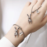 Punk 925 Silver Rabbit Charm Bracelet For Women Wedding Jewelry Gift
