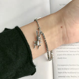 Punk 925 Silver Rabbit Charm Bracelet For Women Wedding Jewelry Gift