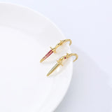 925 Silver Asymmetrical Cross Sword Drop Earrings Vintage Halloween Jewelry