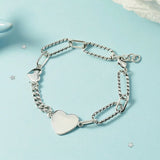 925 Silver Big Heart Charm Bracelet Women's Bangle Wedding Jewelry