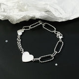 925 Silver Big Heart Charm Bracelet Women's Bangle Wedding Jewelry