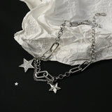 925 Silver Crystal Star Charm Bracelet Women's Wedding Jewelry