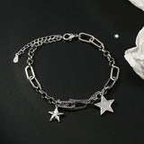 925 Silver Crystal Star Charm Bracelet Women's Wedding Jewelry