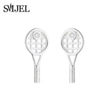 925 Silver Tennis Racket Stud Earrings Music Sport Jewelry Gift