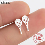 925 Silver Tennis Racket Stud Earrings Music Sport Jewelry Gift