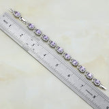 Punk 925 Sterling Silver Purple Zircon Crystal Charm Bracelet