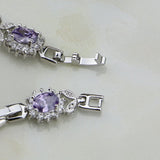 Punk 925 Sterling Silver Purple Zircon Crystal Charm Bracelet