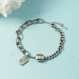Punk 925 Sterling Silver Letter Geometric Charm Bracelet For Women