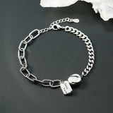 Punk 925 Sterling Silver Letter Geometric Charm Bracelet For Women