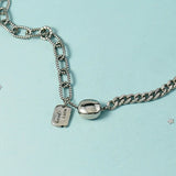 Punk 925 Sterling Silver Letter Geometric Charm Bracelet For Women