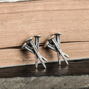 Punk 925 Silver Nail Shape Stud Earrings Anti Allergic Jewelry