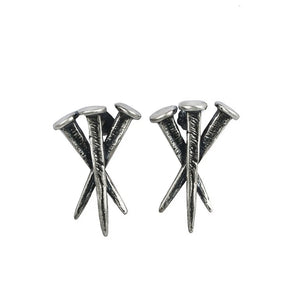 Punk 925 Silver Nail Shape Stud Earrings Anti Allergic Jewelry