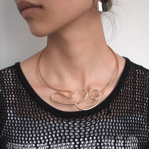 Punk Alloy Chokers Necklace Metal Geometric Statement Necklace