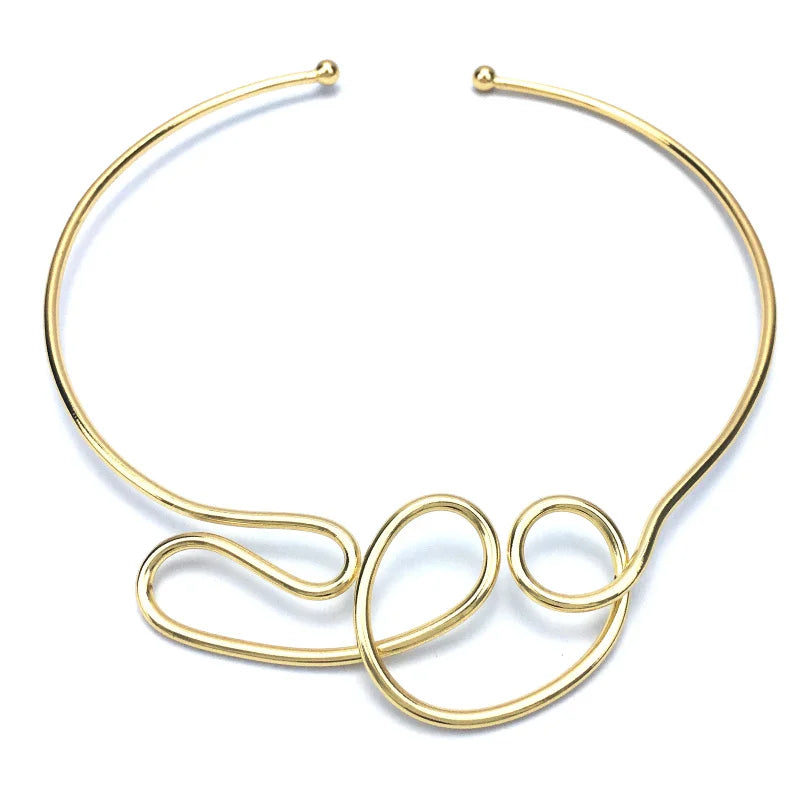 Punk Alloy Chokers Necklace Metal Geometric Statement Necklace