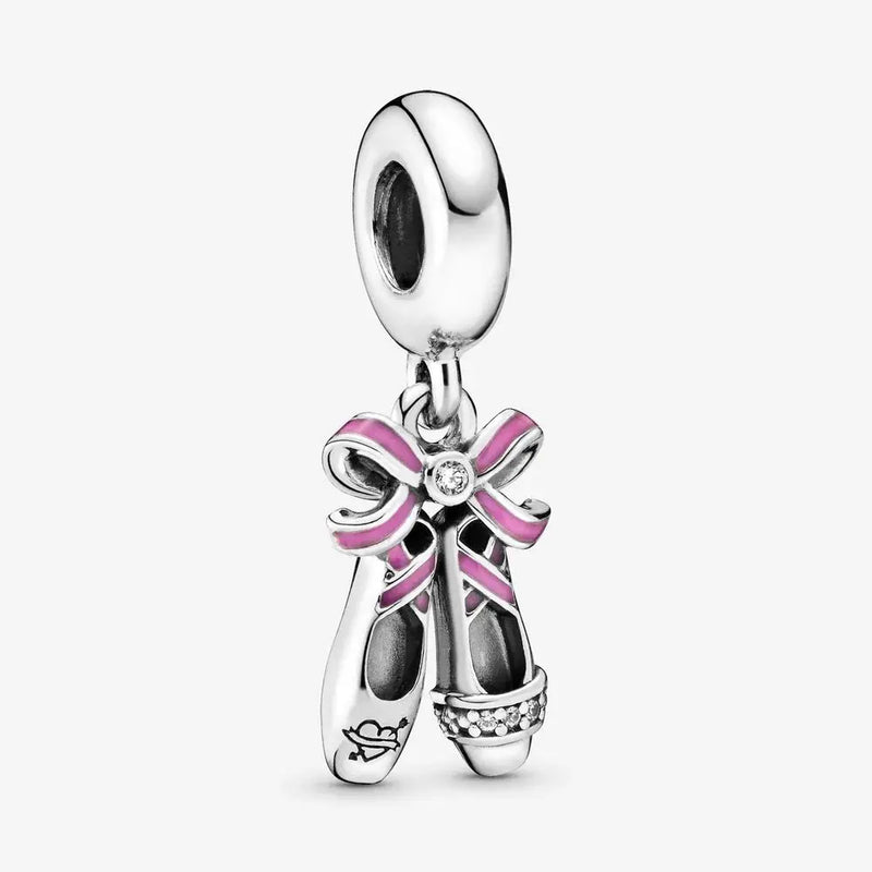Punk Ballerina Shoes Dangle Charm 925 Sterling Silver Bead for Bracelet