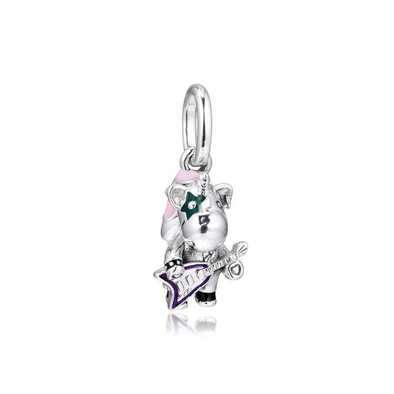 925 Sterling Silver Rock Star Guitar Charms for Bracelets