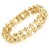 Punk Bicycle Chain Link Men Charm Bracelet Stainless Steel Cuff Bangle