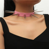 Punk Metal Spike Rivets Gothic Choker Necklace