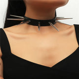 Punk Metal Spike Rivets Gothic Choker Necklace