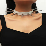 Punk Metal Spike Rivets Gothic Choker Necklace