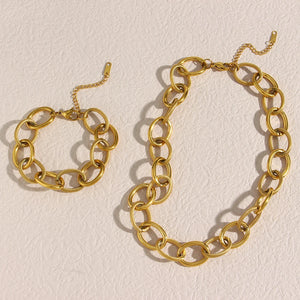 Punk Big Circle Chain Necklace Bracelet for Women