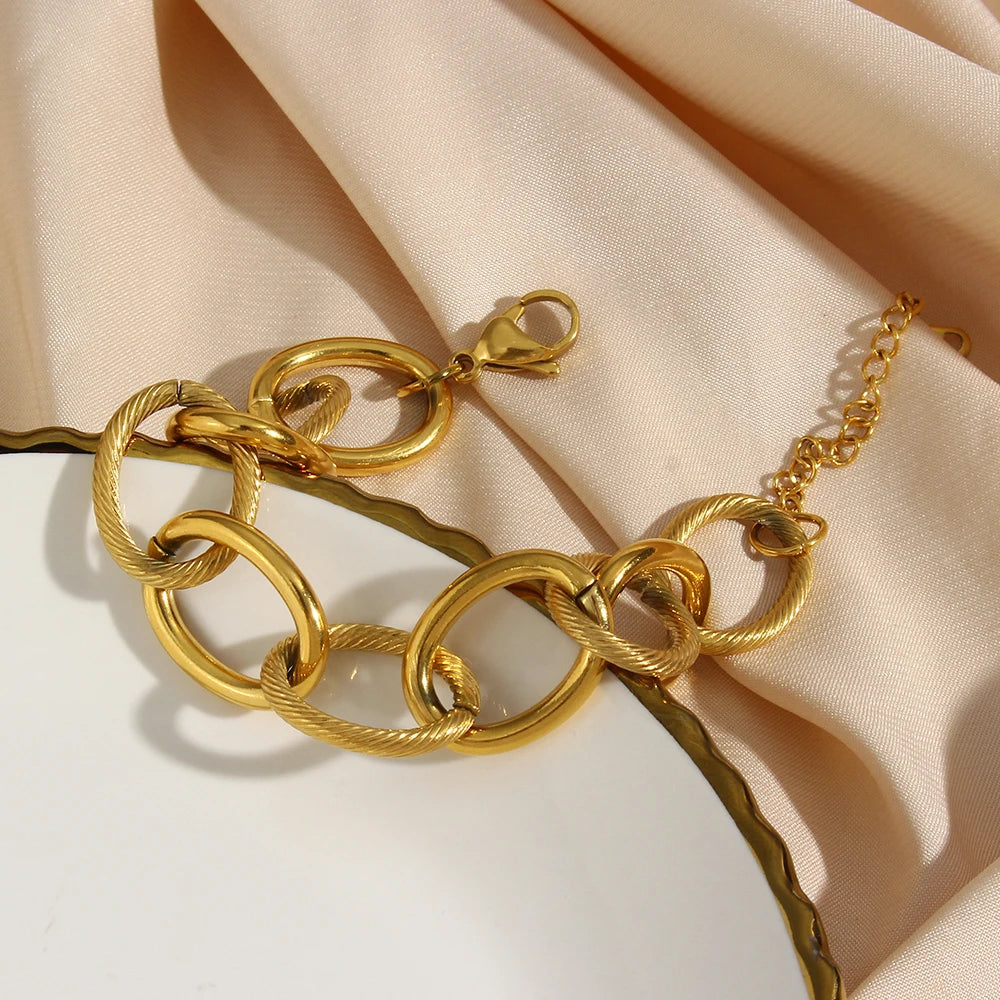 Punk Big Circle Chain Necklace Bracelet for Women