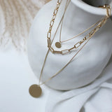 Punk Big Link Chain Layer Necklaces Women Titanium Steel Plating 14K