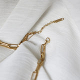 Punk Big Link Chain Layer Necklaces Women Titanium Steel Plating 14K