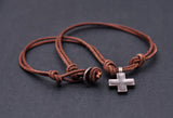 Brown Surfer Cross Pendant Leather Lace Necklace Choker