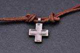 Brown Surfer Cross Pendant Leather Lace Necklace Choker