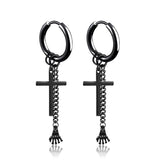 Punk Cross Hoop Earrings Stainless Steel Hip Hop Jewelry