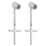 Punk Cross Hoop Earrings Stainless Steel Hip Hop Jewelry