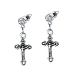 Punk Cross Hoop Earrings Stainless Steel Hip Hop Jewelry