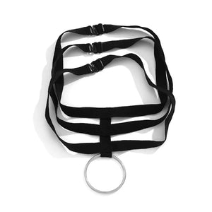 Punk Elastic Band Short Choker Necklace Gothic Circle Pendants Collar Jewelry