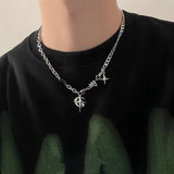 Punk Gem Star Moon Necklace Couple High Sense Hip Hop Street Party Jewelry
