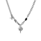 Punk Gem Star Moon Necklace Couple High Sense Hip Hop Street Party Jewelry