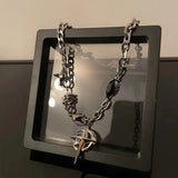 Punk Gem Star Moon Necklace Couple High Sense Hip Hop Street Party Jewelry
