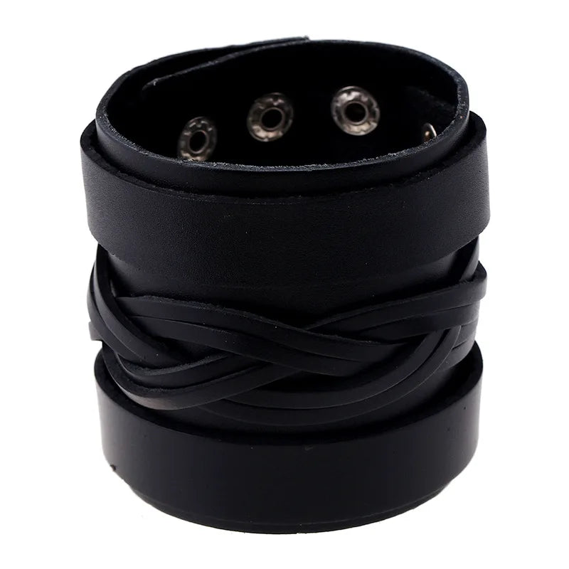 Punk Leather Bracelet Weave Bangle Jewelry