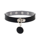 Punk Leather Torques Choker Necklace Heart Cross Pendant Neckband