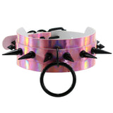 Punk Spilke Round PU Leather Choker Necklace for Women