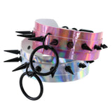 Punk Spilke Round PU Leather Choker Necklace for Women
