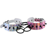 Punk Spilke Round PU Leather Choker Necklace for Women