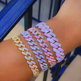 Colorful Crystal Cuban Chain Bracelet