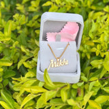 Punk Box Chain Name Pendant Necklace Stainless Steel Cursive Nameplate