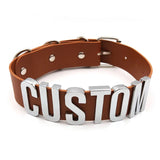 Punk Brown PU 35MM Letters Choker Necklace Personalized Name Word Collar