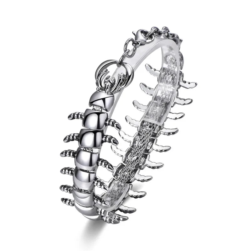 Punk Centipede Stainless Steel Bracelet for Men Women