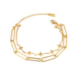 Punk Chain Bracelet For Women Stainless Steel Double Layer Charm Bracelet